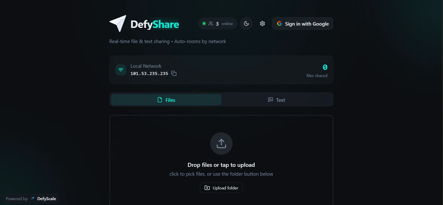 DefyShare interface preview